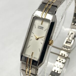 Citizen Tank Watch Women 13mm Silver Gold Two Tone 5421-S91484 New Battery 7"